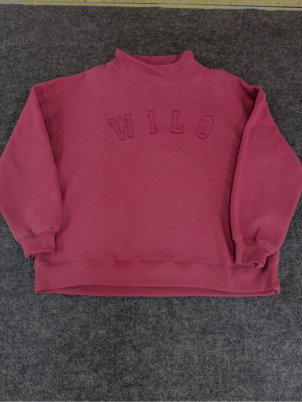Women's Mock-Neck Pullover Sweatshirt - burgundy color
